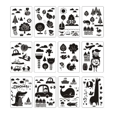 Hollow Out Painting Template Forest Theme Card DIY Drawing Assistance Spray Painting Children's Drawing Customized