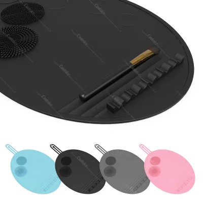 Tik Tok Hot Sale Women Desk Accessories 3 in 1 Silicone Desktop Makeup Pad for Brush Cleaning and Holding