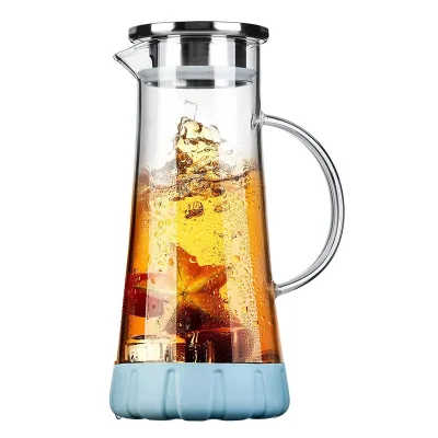 Durable Silicone Bottom Creative Stainless Steel Filter Lid thermal Glass Carafe