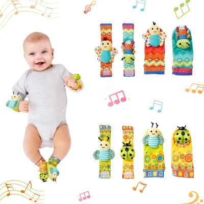 Custom Sozzy Soft Baby Plush Bee Caterpillar Animal Foot Rattle Toys Baby Wrist and Foot Rattles for Newborn