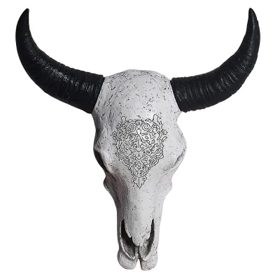Unique Home Bar Hall Wall Decoration Resin Bull Horn Skull Figurine