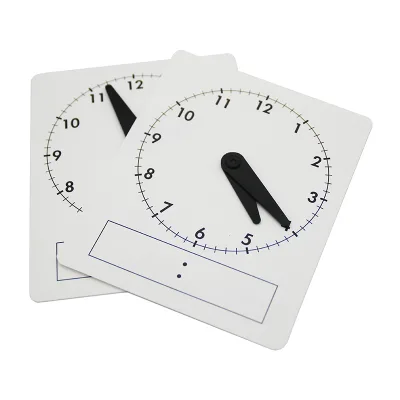 School White Plastic Clock Face 4.5x5.5 Write-On/Wipe-Off Analog/Digital Kids Telling Time Learning Clock for Classroom