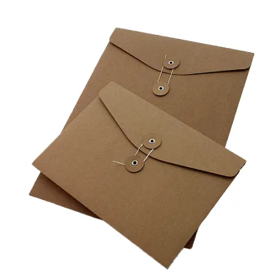 Qiyin High Quality Vintage Kraft Paper Wallet Envelope String Closure with Button for Mail Postcard or Invitation