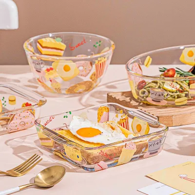 Safe Microwave Oven Kitchen Bakeware Baking Bowls Oven Pan Glass Baking Dish Tray