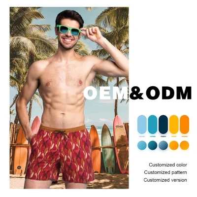 Hot Sale Wholesale Custom Mens Swim Shorts Trunks Quick Dry Swim Jogger Shorts With Mesh Lining Funny Swimwear Bathing Suits