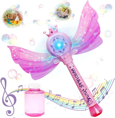 Electric Bubble Wands Blower Light up Toy Kids Automatic Bubble Stick Toys Party Princess Butterfly Bubble Magic Wand Summer Toy