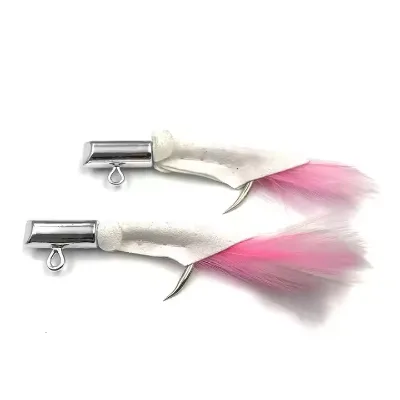 Feather Lead Jig Hook Jigging Shark Deerskin Tuna Hooks Without Barb Fishing Lure