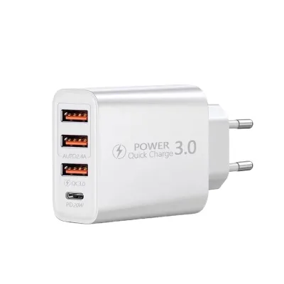 Hot Selling PD20W/QC3.0+2.4A Type-C 3 USB Fast Mobile Phone Charger with PD Travel Adapter