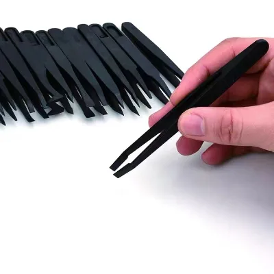 New Wholesale Esd Antistatic Plastic Tweezers White Eyebrow Makeup