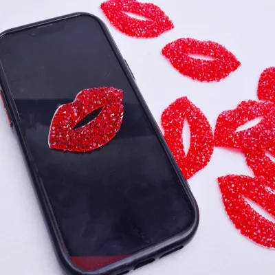 Niche Red Lip Rhinestone DIY Car Auto Laptop Phone Box Case Bag Stickers Clothing Shoes Cap Hat Decorations Self-Adhesive Heat