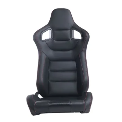 JY Universal Racing Bucket Seats with Tilt Adjustment, Black Stripe PVC Leather for Sports Cars & Track Racing