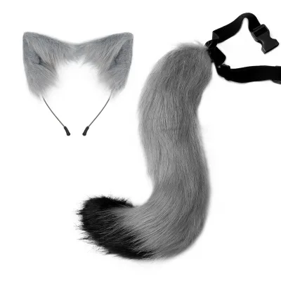 Sexy Animal Ears Headband Furry Ears Hair Hoop Necklace Tail Set Leather Choker for Halloween Party Fancy Dress