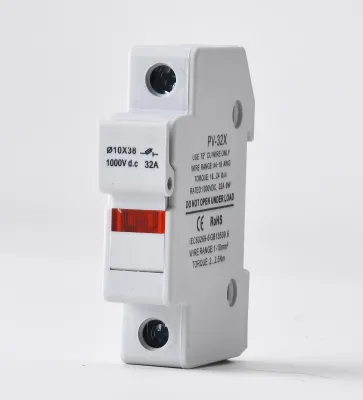 YUNDUN IEC Certified 20A 1000V DC Ceramic Photovoltaic Solar PV Fuse Holder Din Rail Type 10x38mm Indicating Fast Blow 6W