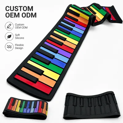 OEM ODM Custom Silicone Piano Keyboard Mat for Roll up Musical Instrument Flexible Color Keypad Factory Supply
