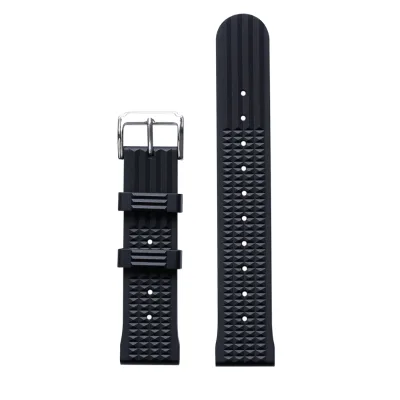 Fashion 20mm 22mm Black Tropical Rubber Watch Straps for Rubber Smart Watch Bands Soft Rubber Strap With Metal Buckle