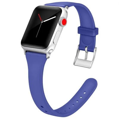 10 Colors Slim Silicone Bands Compatible with Apple Watch - Womens 38mm & 42mm Thin Waterproof Straps for IWatch Series 5/4/3